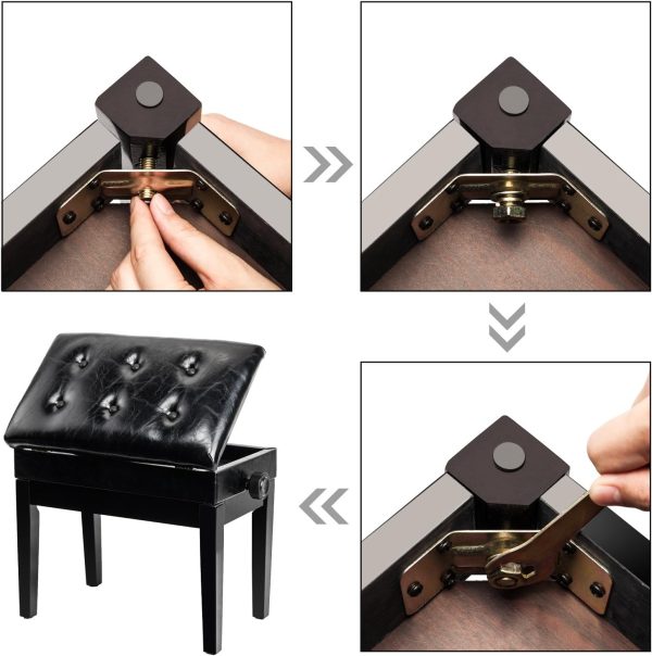 Bonnlo Black Wooden Keyboard Bench for Musicians-4
