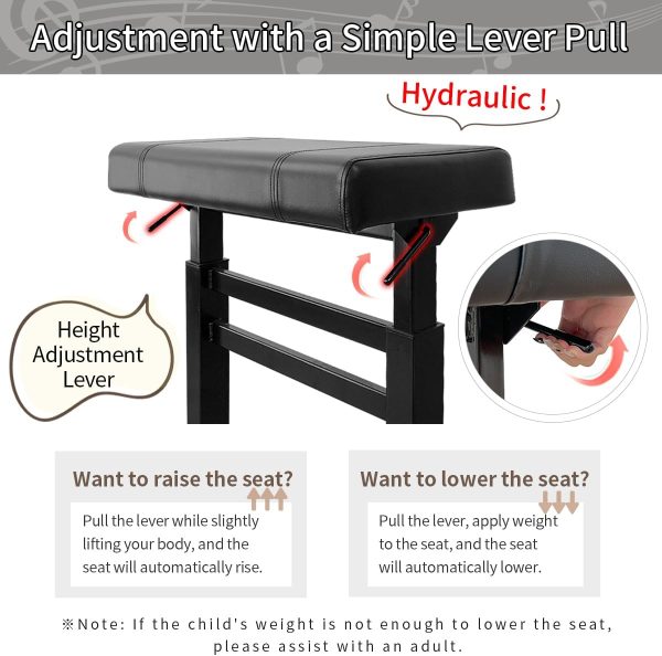Lumizone Piano Bench A-Black Musical Instrument Furniture-3