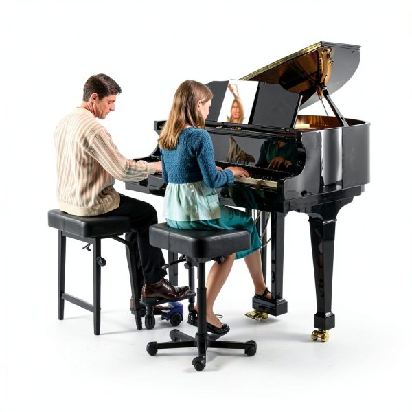 Ramzi Modern Acacia Piano Bench for Musicians-6