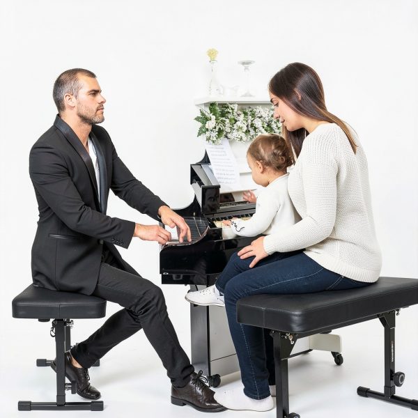 Liquid Stands Keyboard Bench Black Natural/Unfinished-5
