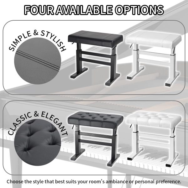 Lumizone Piano Bench A-Black Musical Instrument Furniture-6