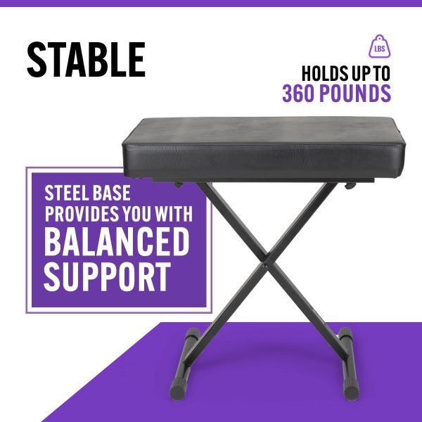 OnStage Keyboard Bench Black Plastic-4