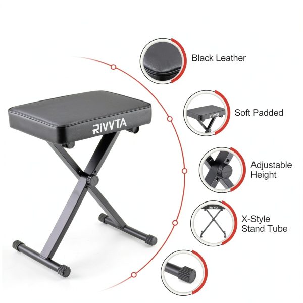 RIVVTA Upgrade Keyboard Bench Black Cast Iron-2
