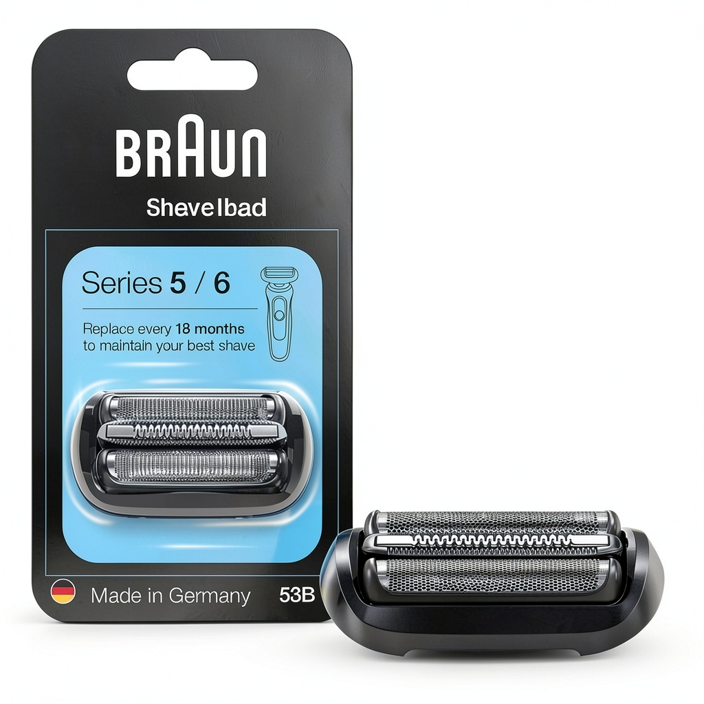 Braun 53b replacement head being installed on a shaver