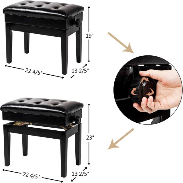 Bonnlo Black Wooden Keyboard Bench for Musicians-1