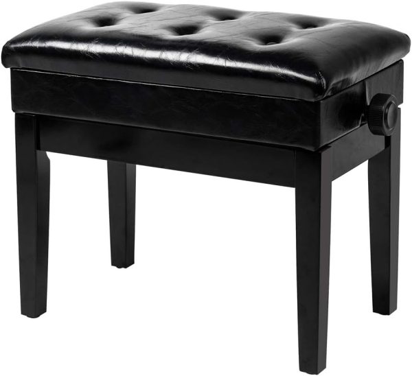 Bonnlo Black Wooden Keyboard Bench for Musicians-5