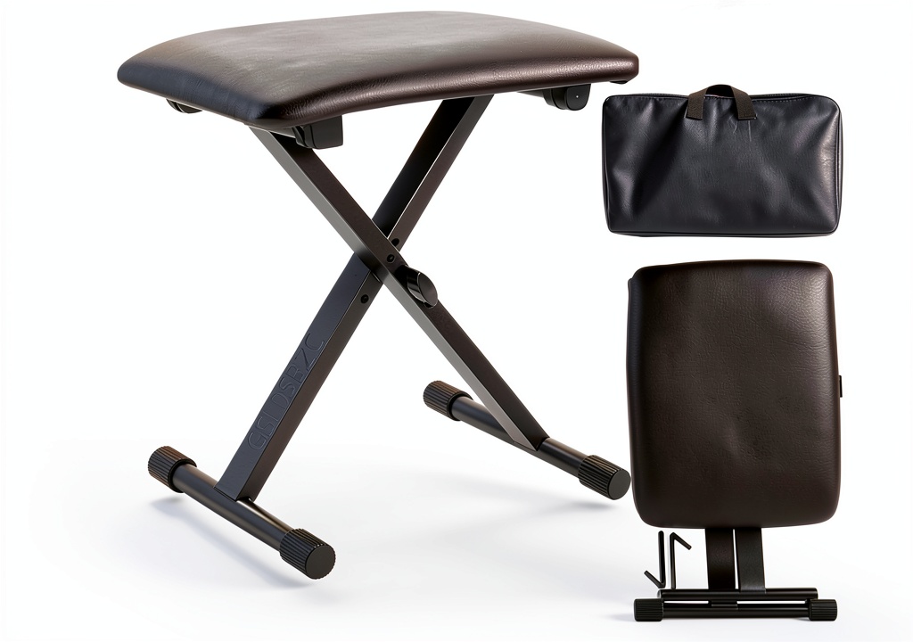 Adjustable height keyboard bench with memory foam cushion