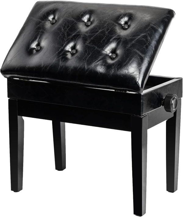 Bonnlo Black Wooden Keyboard Bench for Musicians-0